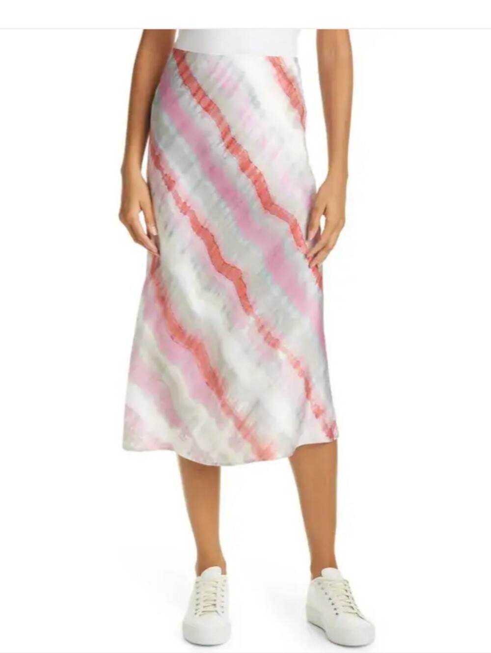 Rails Pink & Coral Diagonal Stripe Midi Skirt